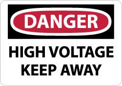 NMC - "Danger - High Voltage - Keep Away", 7" Long x 10" Wide, Aluminum Safety Sign - Rectangle, 0.04" Thick, Use for Accident Prevention - Americas Industrial Supply