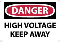 NMC - "Danger - High Voltage - Keep Away", 7" Long x 10" Wide, Aluminum Safety Sign - Rectangle, 0.04" Thick, Use for Accident Prevention - Americas Industrial Supply