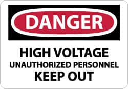 NMC - "Danger - High Voltage - Unauthorized Personnel Keep Out", 7" Long x 10" Wide, Aluminum Safety Sign - Rectangle, 0.04" Thick, Use for Accident Prevention - Americas Industrial Supply