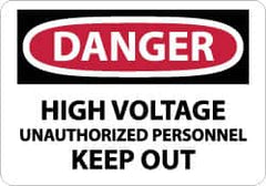 NMC - "Danger - High Voltage - Unauthorized Personnel Keep Out", 7" Long x 10" Wide, Aluminum Safety Sign - Rectangle, 0.04" Thick, Use for Accident Prevention - Americas Industrial Supply
