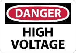NMC - "Danger - High Voltage", 7" Long x 10" Wide, Aluminum Safety Sign - Rectangle, 0.04" Thick, Use for Accident Prevention - Americas Industrial Supply