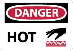NMC - "Danger - Hot", 7" Long x 10" Wide, Aluminum Safety Sign - Rectangle, 0.04" Thick, Use for Hazardous Materials - Americas Industrial Supply