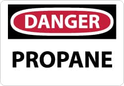 NMC - "Danger - Propane", 7" Long x 10" Wide, Aluminum Safety Sign - Rectangle, 0.04" Thick, Use for Hazardous Materials - Americas Industrial Supply
