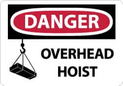 NMC - "Danger - Overhead Hoist", 10" Long x 14" Wide, Aluminum Safety Sign - Rectangle, 0.04" Thick, Use for Accident Prevention - Americas Industrial Supply