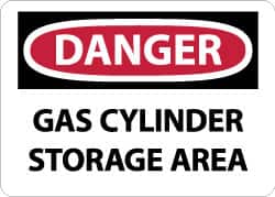 NMC - "Danger - Gas Cylinder Storage Area", 10" Long x 14" Wide, Pressure-Sensitive Vinyl Safety Sign - Rectangle, 0.004" Thick, Use for Hazardous Materials - Americas Industrial Supply