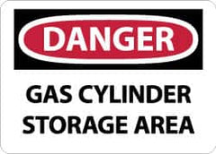 NMC - "Danger - Gas Cylinder Storage Area", 10" Long x 14" Wide, Pressure-Sensitive Vinyl Safety Sign - Rectangle, 0.004" Thick, Use for Hazardous Materials - Americas Industrial Supply
