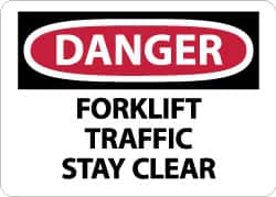 NMC - "Danger - Forklift Traffic - Stay Clear", 10" Long x 14" Wide, Aluminum Safety Sign - Rectangle, 0.04" Thick, Use for Accident Prevention - Americas Industrial Supply