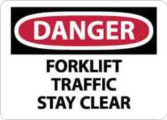 NMC - "Danger - Forklift Traffic - Stay Clear", 10" Long x 14" Wide, Aluminum Safety Sign - Rectangle, 0.04" Thick, Use for Accident Prevention - Americas Industrial Supply