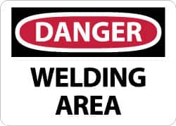 NMC - "Danger - Welding Area", 10" Long x 14" Wide, Aluminum Safety Sign - Rectangle, 0.04" Thick, Use for Accident Prevention - Americas Industrial Supply