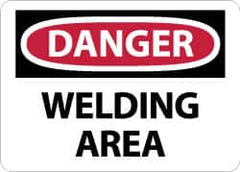NMC - "Danger - Welding Area", 10" Long x 14" Wide, Pressure-Sensitive Vinyl Safety Sign - Rectangle, 0.004" Thick, Use for Accident Prevention - Americas Industrial Supply