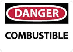 NMC - "Danger - Combustible", 10" Long x 14" Wide, Pressure-Sensitive Vinyl Safety Sign - Rectangle, 0.004" Thick, Use for Hazardous Materials - Americas Industrial Supply
