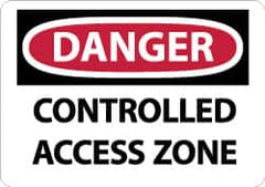 NMC - "Danger - Controlled Access Zone", 10" Long x 14" Wide, Pressure-Sensitive Vinyl Safety Sign - Rectangle, 0.004" Thick, Use for Accident Prevention - Americas Industrial Supply