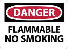 NMC - "Danger - Flammable - No Smoking", 10" Long x 14" Wide, Pressure-Sensitive Vinyl Safety Sign - Rectangle, 0.004" Thick, Use for Accident Prevention - Americas Industrial Supply