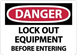 NMC - "Danger - Lock Out Equipment Before Entering", 10" Long x 14" Wide, Aluminum Safety Sign - Rectangle, 0.04" Thick, Use for Accident Prevention - Americas Industrial Supply