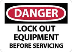 NMC - "Danger - Lock Out Equipment Before Servicing", 10" Long x 14" Wide, Rigid Plastic Safety Sign - Rectangle, 0.05" Thick, Use for Accident Prevention - Americas Industrial Supply