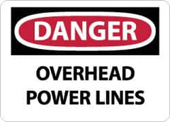 NMC - "Danger - Overhead Power Lines", 10" Long x 14" Wide, Rigid Plastic Safety Sign - Rectangle, 0.05" Thick, Use for Accident Prevention - Americas Industrial Supply