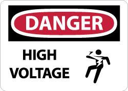NMC - "Danger - High Voltage", 10" Long x 14" Wide, Aluminum Safety Sign - Rectangle, 0.04" Thick, Use for Accident Prevention - Americas Industrial Supply