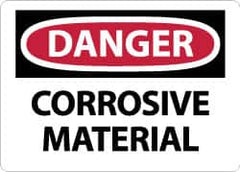 NMC - "Danger - Corrosive Material", 10" Long x 14" Wide, Rigid Plastic Safety Sign - Rectangle, 0.05" Thick, Use for Hazardous Materials - Americas Industrial Supply