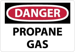 NMC - "Danger - Propane Gas", 7" Long x 10" Wide, Aluminum Safety Sign - Rectangle, 0.04" Thick, Use for Hazardous Materials - Americas Industrial Supply