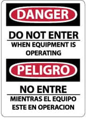 NMC - "Danger - Do Not Enter When Equipment Is Operating", 14" Long x 10" Wide, Rigid Plastic Safety Sign - Rectangle, 0.05" Thick, Use for Accident Prevention - Americas Industrial Supply