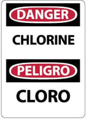 NMC - "Danger - Chlorine", 14" Long x 10" Wide, Pressure-Sensitive Vinyl Safety Sign - Rectangle, 0.004" Thick, Use for Hazardous Materials - Americas Industrial Supply