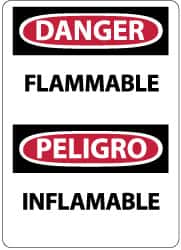 NMC - "Danger - Flammable", 14" Long x 10" Wide, Rigid Plastic Safety Sign - Rectangle, 0.05" Thick, Use for Hazardous Materials - Americas Industrial Supply