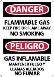NMC - "Danger - Flammable Gas - Keep Fire or Flame Away No Smoking", 14" Long x 10" Wide, Aluminum Safety Sign - Rectangle, 0.04" Thick, Use for Accident Prevention - Americas Industrial Supply