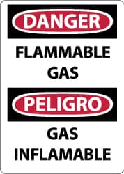 NMC - "Danger - Flammable Gas", 14" Long x 10" Wide, Aluminum Safety Sign - Rectangle, 0.04" Thick, Use for Hazardous Materials - Americas Industrial Supply