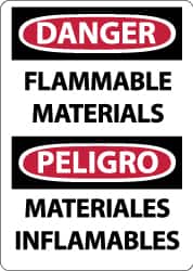 NMC - "Danger - Flammable Materials", 14" Long x 10" Wide, Rigid Plastic Safety Sign - Rectangle, 0.05" Thick, Use for Hazardous Materials - Americas Industrial Supply