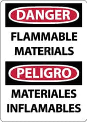 NMC - "Danger - Flammable Materials", 14" Long x 10" Wide, Pressure-Sensitive Vinyl Safety Sign - Rectangle, 0.004" Thick, Use for Hazardous Materials - Americas Industrial Supply