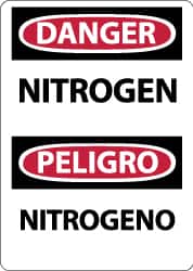 NMC - "Danger - Nitrogen", 14" Long x 10" Wide, Pressure-Sensitive Vinyl Safety Sign - Rectangle, 0.004" Thick, Use for Hazardous Materials - Americas Industrial Supply