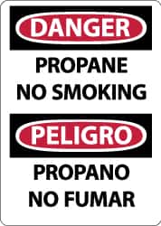 NMC - "Danger - Propane - No Smoking", 14" Long x 10" Wide, Aluminum Safety Sign - Rectangle, 0.04" Thick, Use for Accident Prevention - Americas Industrial Supply