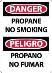 NMC - "Danger - Propane - No Smoking", 14" Long x 10" Wide, Pressure-Sensitive Vinyl Safety Sign - Rectangle, 0.004" Thick, Use for Accident Prevention - Americas Industrial Supply