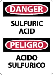 NMC - "Danger - Sulfuric Acid", 14" Long x 10" Wide, Pressure-Sensitive Vinyl Safety Sign - Rectangle, 0.004" Thick, Use for Hazardous Materials - Americas Industrial Supply