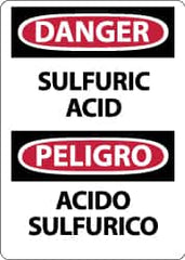 NMC - "Danger - Sulfuric Acid", 14" Long x 10" Wide, Pressure-Sensitive Vinyl Safety Sign - Rectangle, 0.004" Thick, Use for Hazardous Materials - Americas Industrial Supply