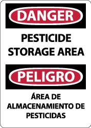 NMC - "Danger - Pesticide Storage Area", 14" Long x 10" Wide, Aluminum Safety Sign - Rectangle, 0.04" Thick, Use for Security & Admittance - Americas Industrial Supply
