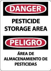 NMC - "Danger - Pesticide Storage Area", 14" Long x 10" Wide, Rigid Plastic Safety Sign - Rectangle, 0.05" Thick, Use for Security & Admittance - Americas Industrial Supply