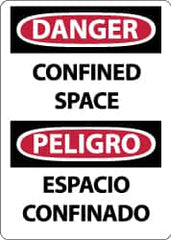 NMC - "Danger - Confined Space", 14" Long x 10" Wide, Pressure-Sensitive Vinyl Safety Sign - Rectangle, 0.004" Thick, Use for Accident Prevention - Americas Industrial Supply