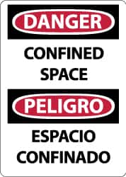 NMC - "Danger - Confined Space", 14" Long x 10" Wide, Aluminum Safety Sign - Rectangle, 0.04" Thick, Use for Accident Prevention - Americas Industrial Supply