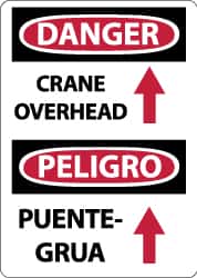 NMC - "Danger - Crane Overhead", 14" Long x 10" Wide, Aluminum Safety Sign - Rectangle, 0.04" Thick, Use for Accident Prevention - Americas Industrial Supply