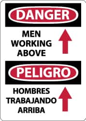 NMC - "Danger - Men Working Above", 14" Long x 10" Wide, Rigid Plastic Safety Sign - Rectangle, 0.05" Thick, Use for Accident Prevention - Americas Industrial Supply