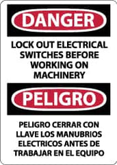 NMC - "Danger - Lock Out Electrical Switches Before Working on Machinery", 14" Long x 10" Wide, Aluminum Safety Sign - Rectangle, 0.04" Thick, Use for Accident Prevention - Americas Industrial Supply
