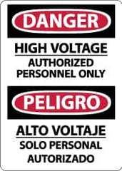 NMC - "Danger - High Voltage - Authorized Personnel Only", 14" Long x 10" Wide, Rigid Plastic Safety Sign - Rectangle, 0.05" Thick, Use for Accident Prevention - Americas Industrial Supply