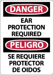 NMC - "Danger - Ear Protection Required", 14" Long x 10" Wide, Aluminum Safety Sign - Rectangle, 0.04" Thick, Use for Accident Prevention - Americas Industrial Supply
