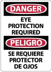 NMC - "Danger - Eye Protection Required", 14" Long x 10" Wide, Aluminum Safety Sign - Rectangle, 0.04" Thick, Use for Accident Prevention - Americas Industrial Supply