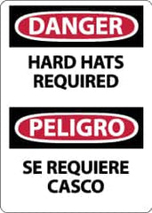 NMC - "Danger - Hard Hats Required", 14" Long x 10" Wide, Aluminum Safety Sign - Rectangle, 0.04" Thick, Use for Accident Prevention - Americas Industrial Supply