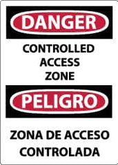 NMC - "Danger - Controlled Access Zone", 14" Long x 10" Wide, Aluminum Safety Sign - Rectangle, 0.04" Thick, Use for Accident Prevention - Americas Industrial Supply