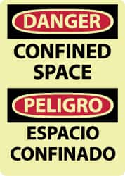 NMC - "Danger - Confined Space", 14" Long x 10" Wide, Pressure-Sensitive Vinyl Safety Sign - Rectangle, 0.004" Thick, Use for Accident Prevention - Americas Industrial Supply