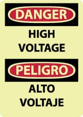 NMC - "Danger - High Voltage", 14" Long x 10" Wide, Rigid Plastic Safety Sign - Rectangle, 0.05" Thick, Use for Accident Prevention - Americas Industrial Supply