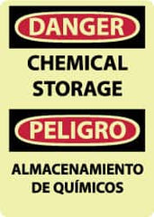 NMC - "Danger - Chemical Storage", 14" Long x 10" Wide, Pressure-Sensitive Vinyl Safety Sign - Rectangle, 0.004" Thick, Use for Hazardous Materials - Americas Industrial Supply